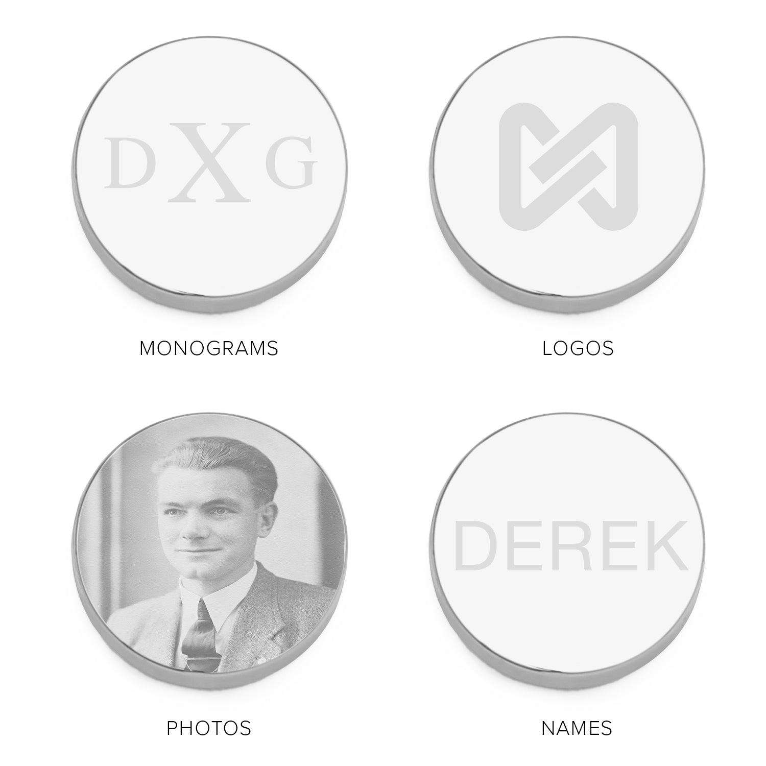 Stainless Steel Engravable Classic Round Cufflinks by Cufflinks.com