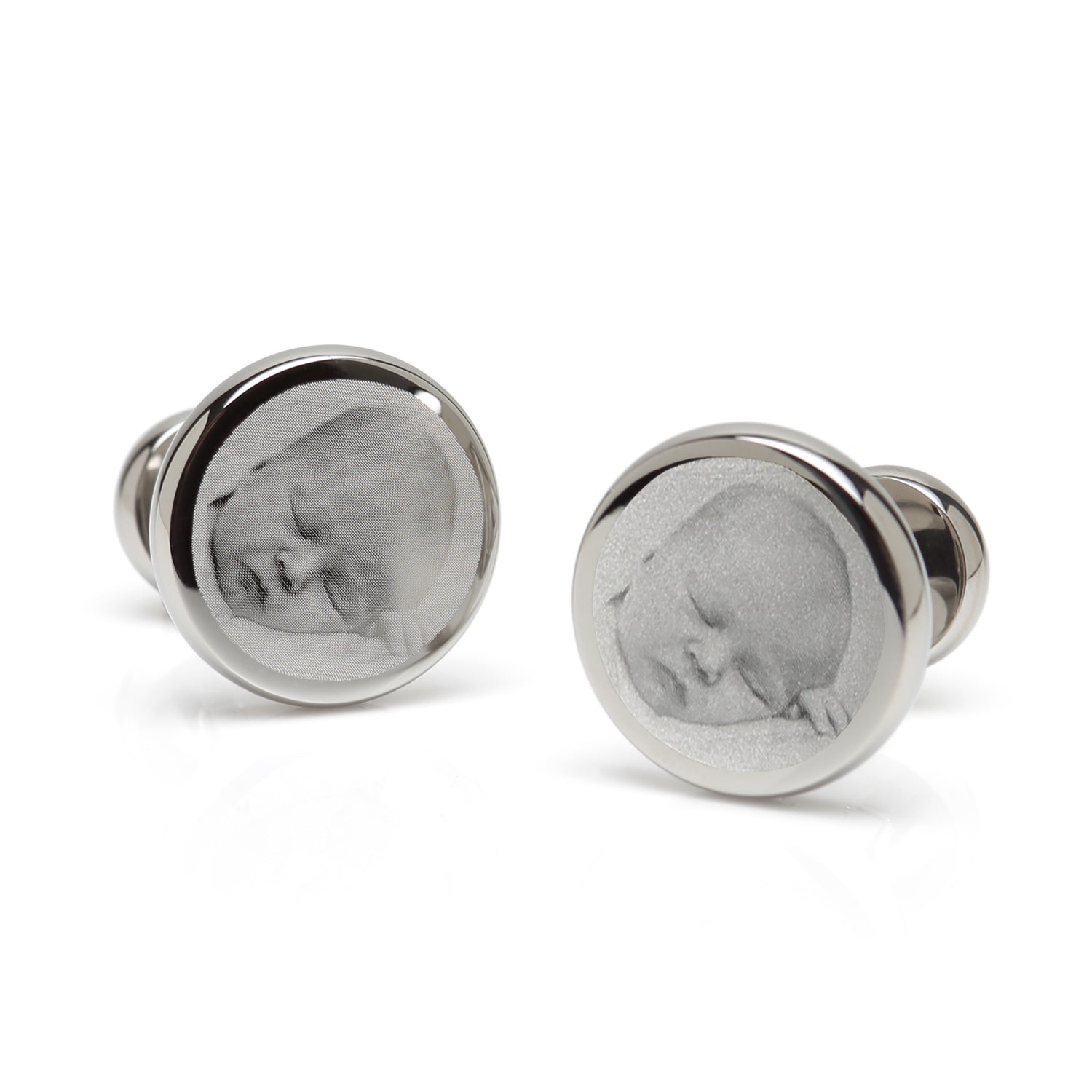 Stainless Steel Engravable Classic Round Cufflinks by Cufflinks.com