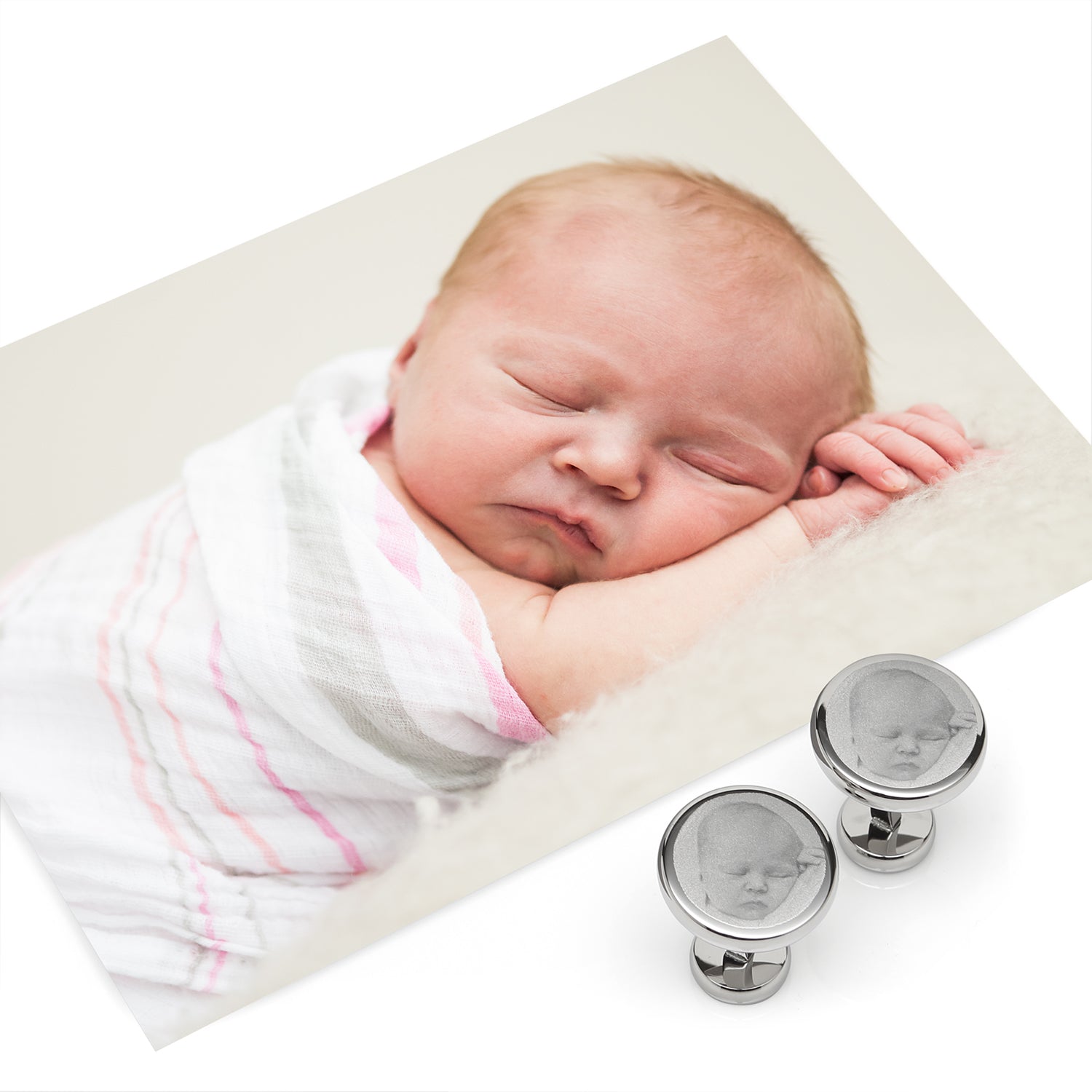Stainless Steel Engravable Classic Round Cufflinks by Cufflinks.com