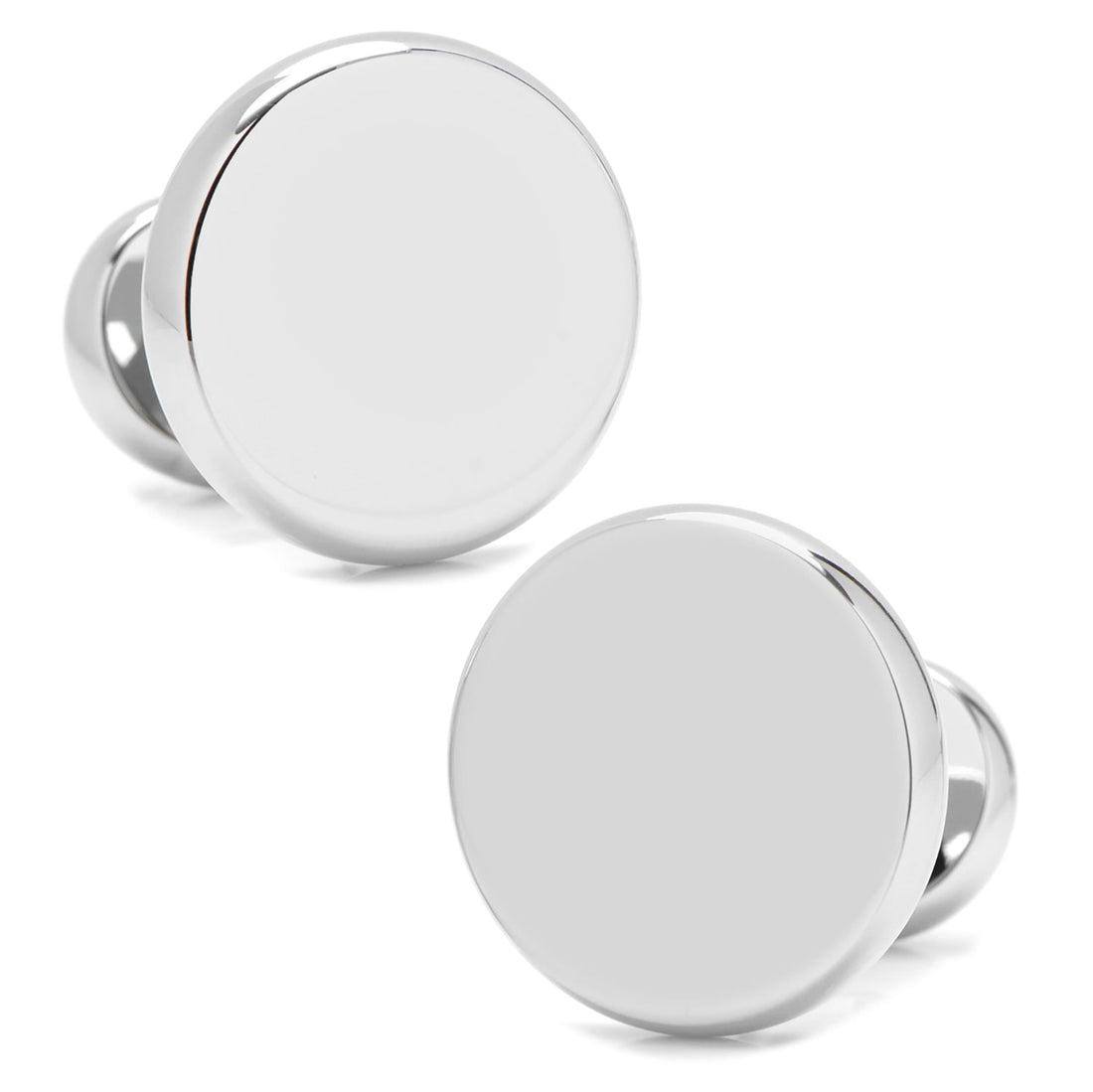 Stainless Steel Engravable Classic Round Cufflinks by Cufflinks.com