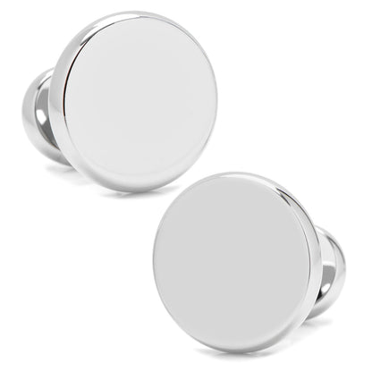 Stainless Steel Engravable Classic Round Cufflinks by Cufflinks.com