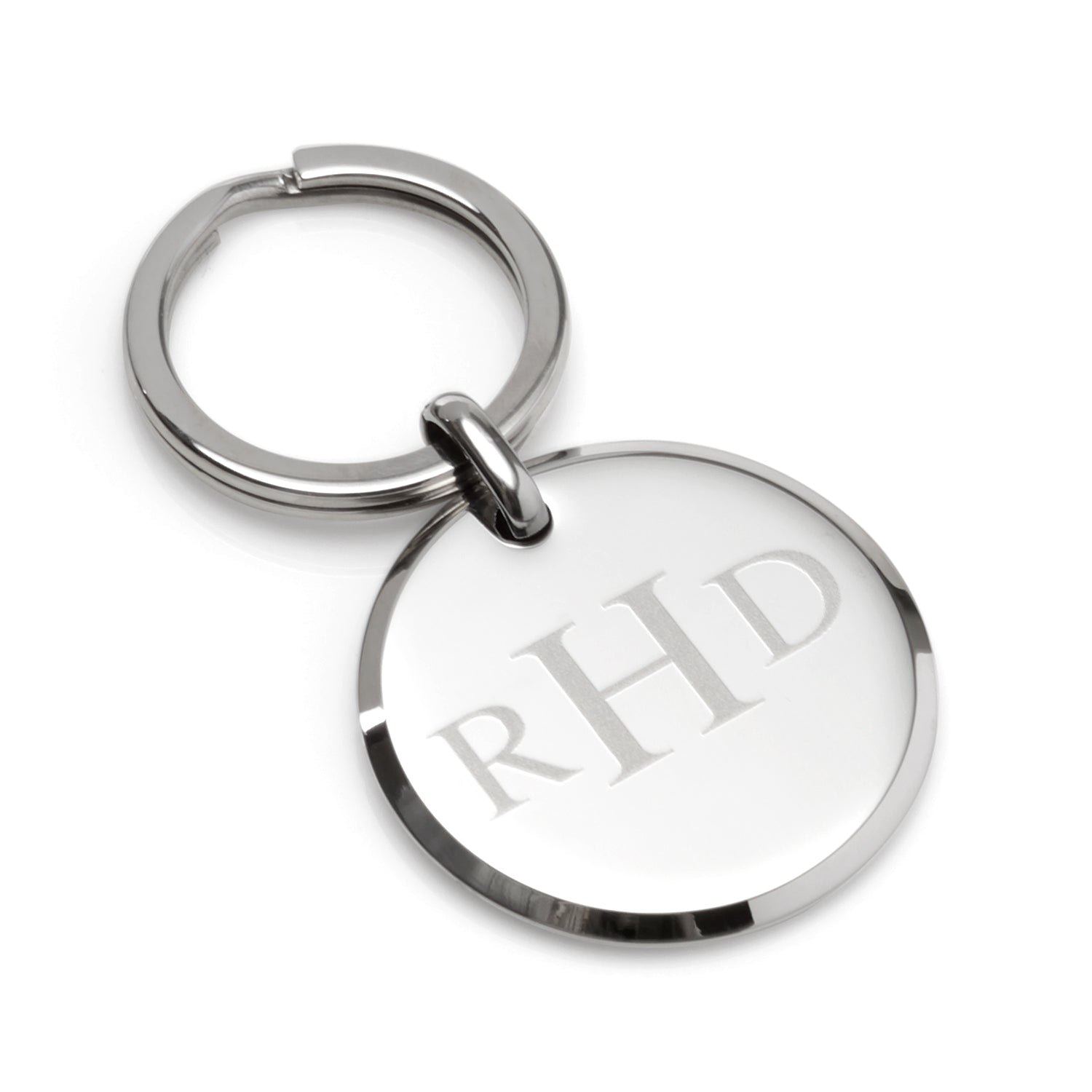 Round Engravable Stainless Steel Key Chain by Cufflinks.com