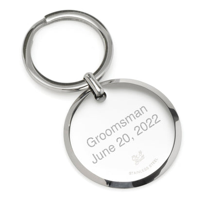 Round Engravable Stainless Steel Key Chain by Cufflinks.com
