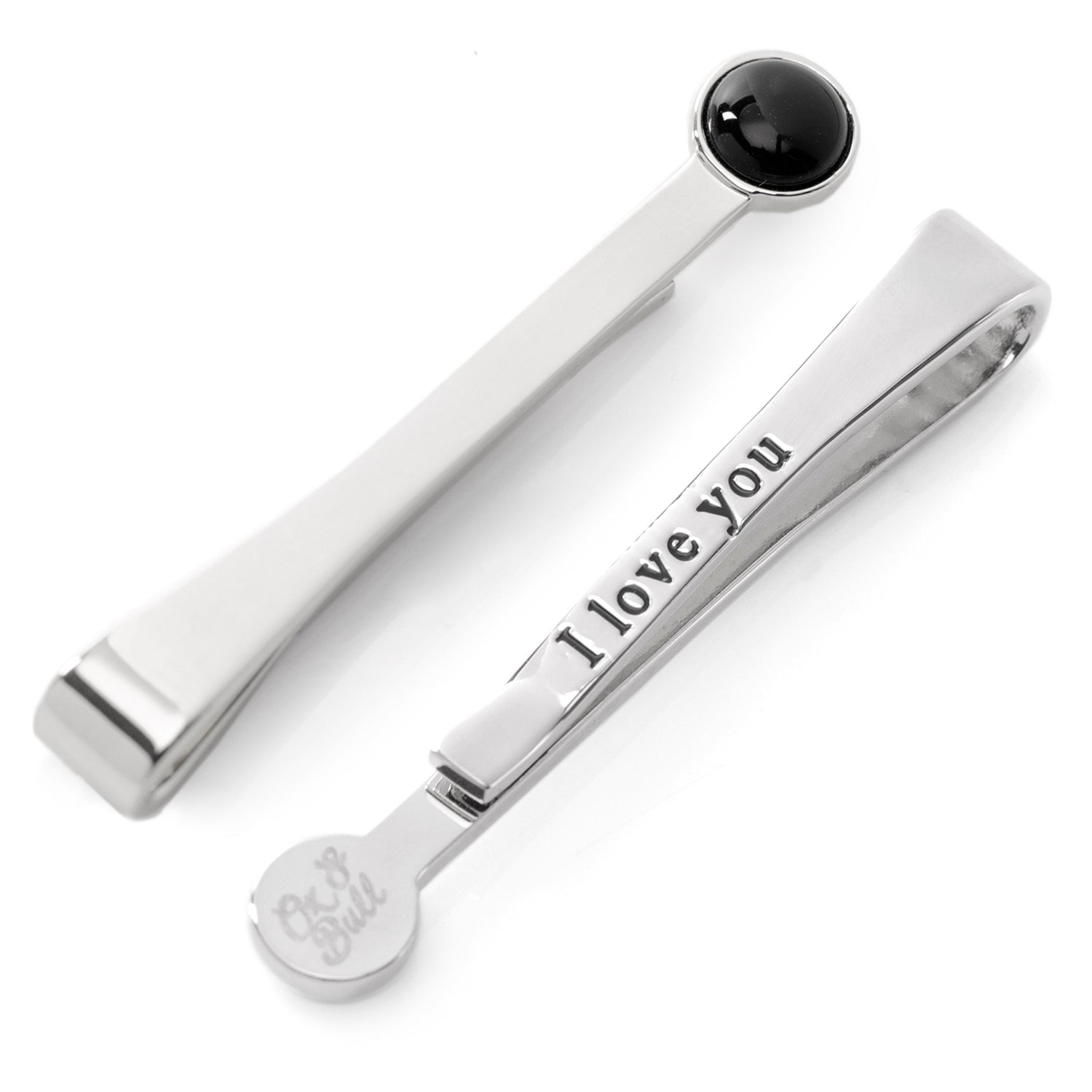 Silver and Onyx Tie Bar by Cufflinks.com