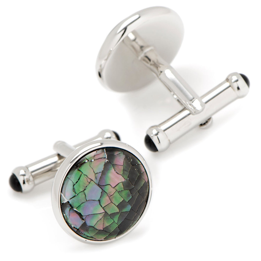 Sterling Mosaic Smoke Mother of Pearl Cufflinks by Cufflinks.com