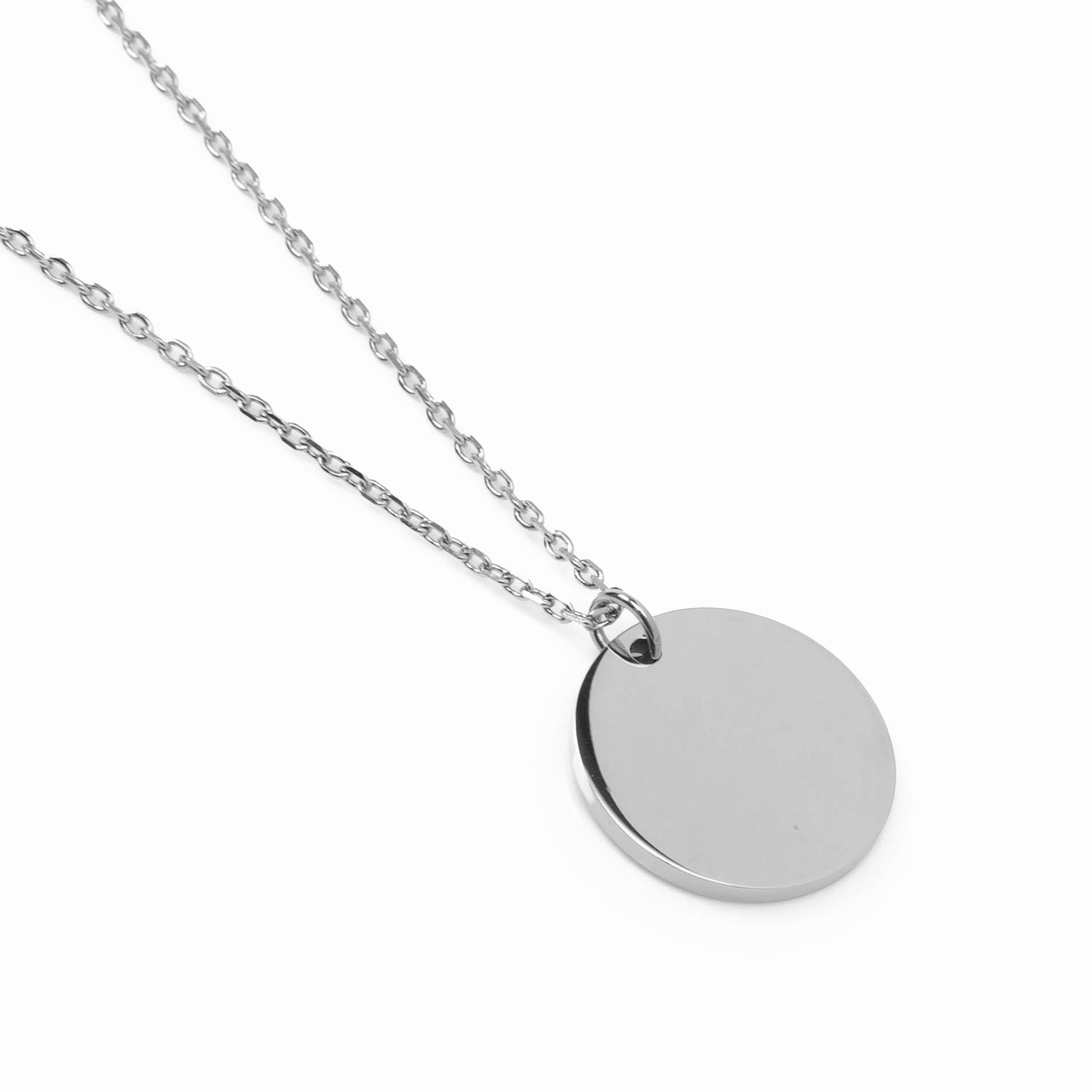 Stainless Steel Engravable Round Pendant Women&