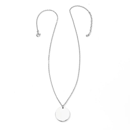 Stainless Steel Engravable Round Pendant Women&