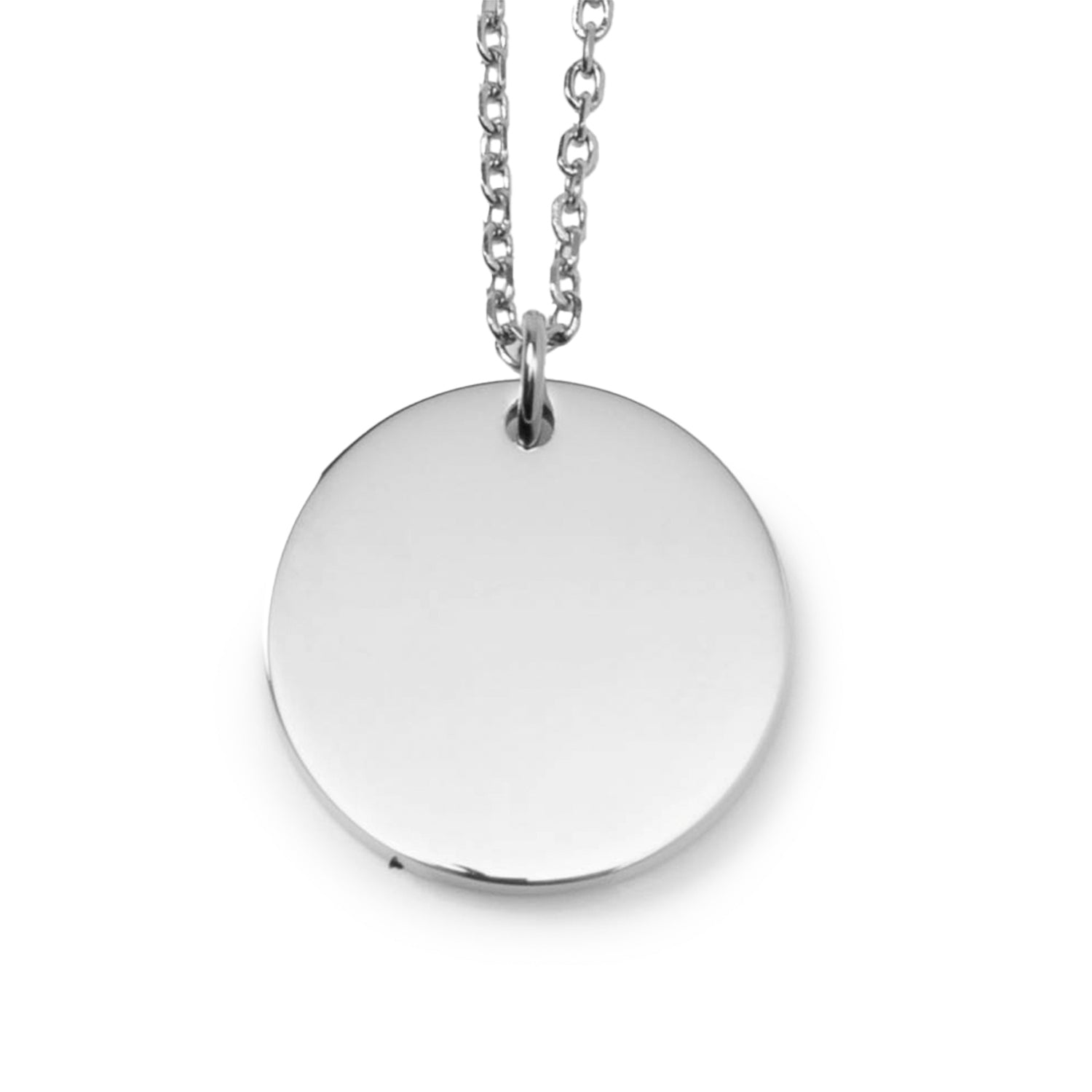 Stainless Steel Engravable Round Pendant Women&