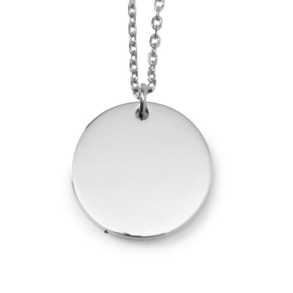 Stainless Steel Engravable Round Pendant Women&