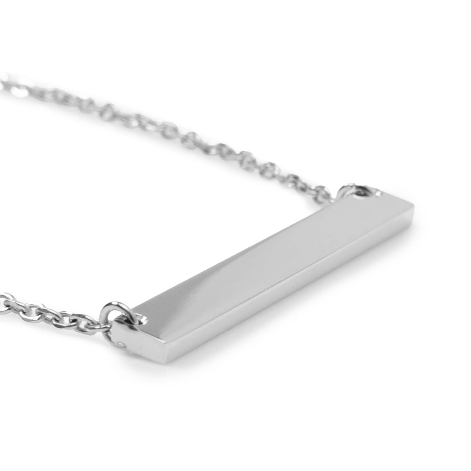 Stainless Steel Engravable Bar Pendant Women&