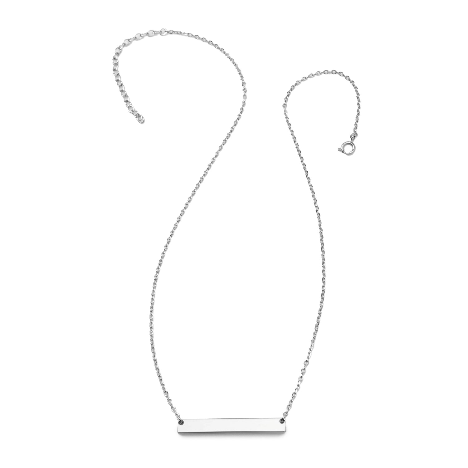 Stainless Steel Engravable Bar Pendant Women&