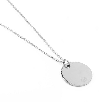 Stainless Steel Engravable Round Rope Edge Pendant Women&