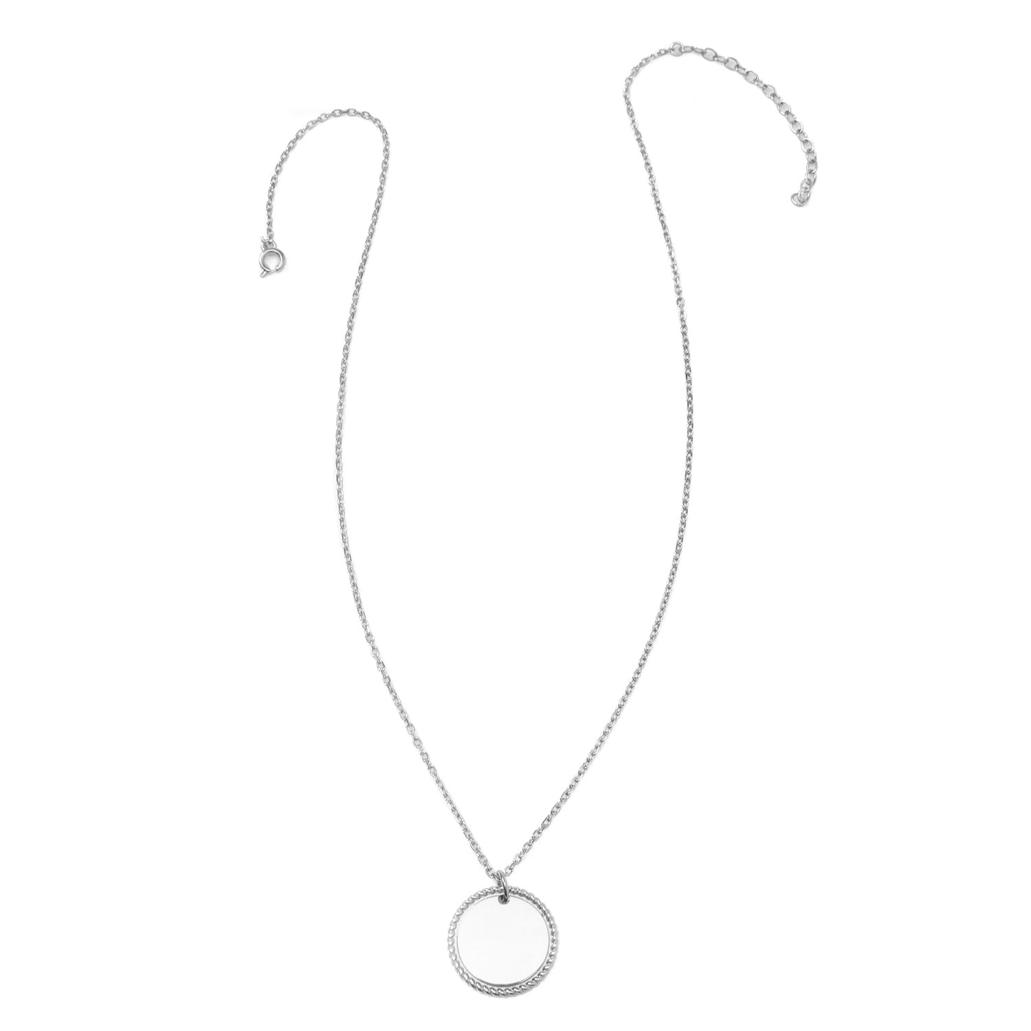 Stainless Steel Engravable Round Rope Edge Pendant Women&