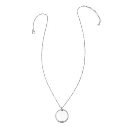 Stainless Steel Engravable Round Rope Edge Pendant Women&