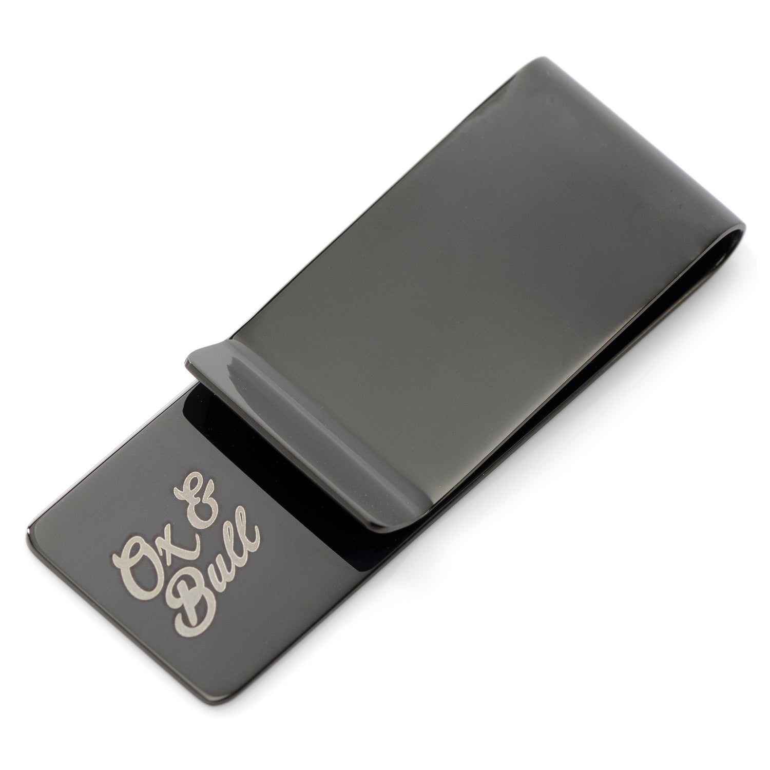 Stainless Steel Gunmetal Engravable Money Clip by Cufflinks.com