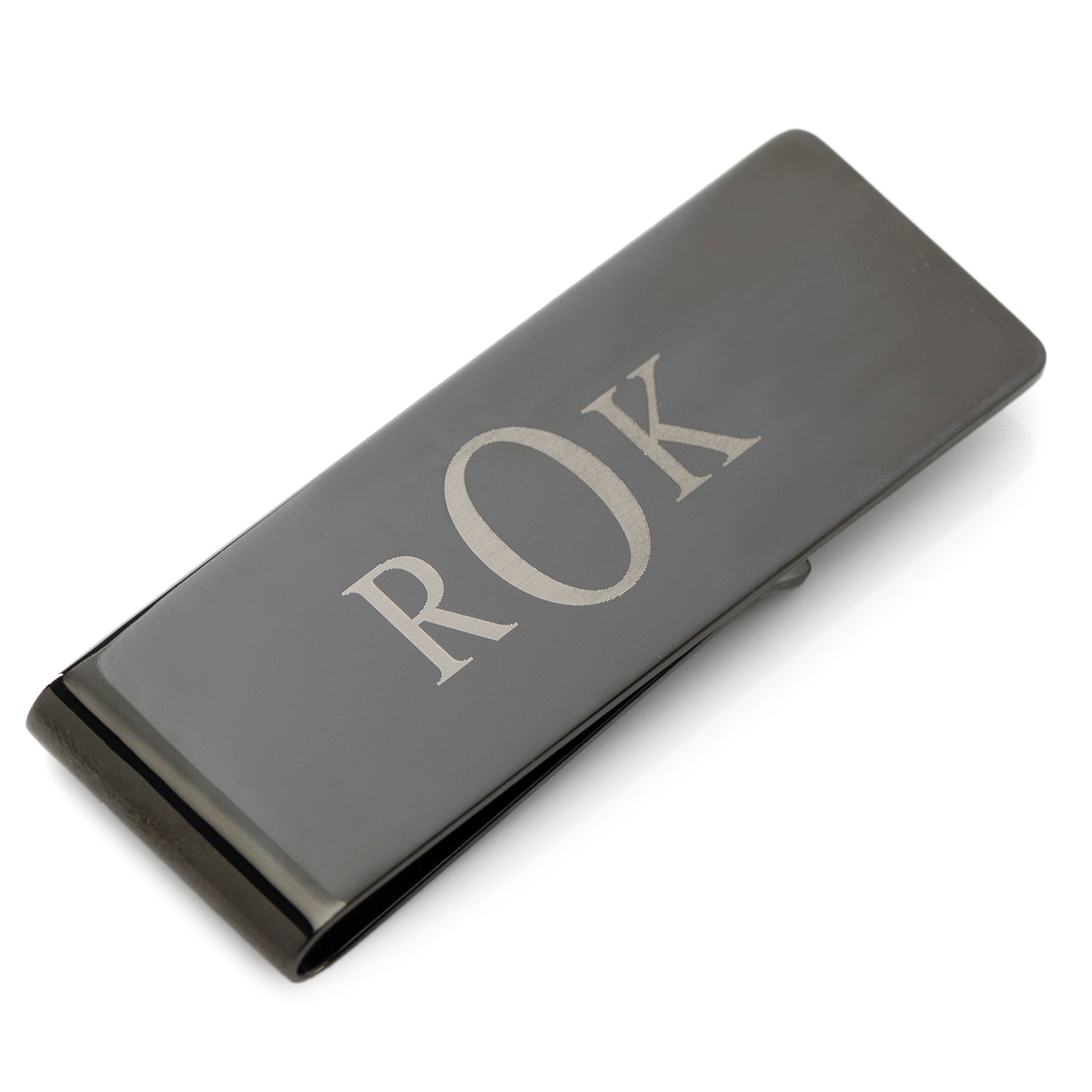 Stainless Steel Gunmetal Engravable Money Clip by Cufflinks.com