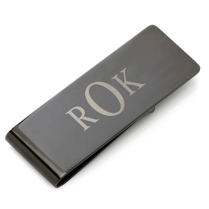 Stainless Steel Gunmetal Engravable Money Clip by Cufflinks.com