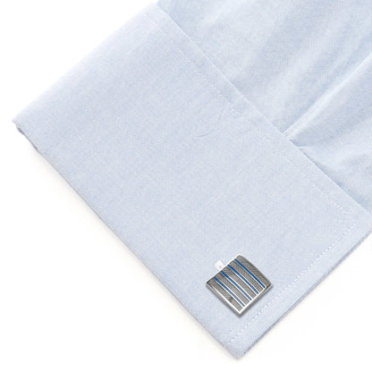 Gray and Blue Striped Square Cufflinks by Cufflinks.com