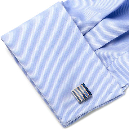Pink and Navy Striped Square Cufflinks by Cufflinks.com