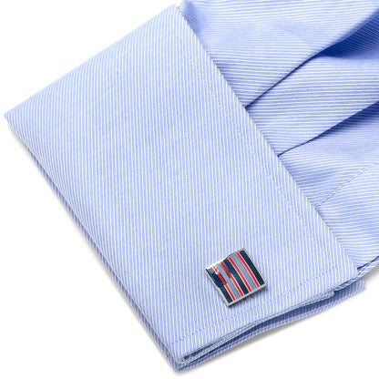Red and Navy Striped Square Cufflinks by Cufflinks.com