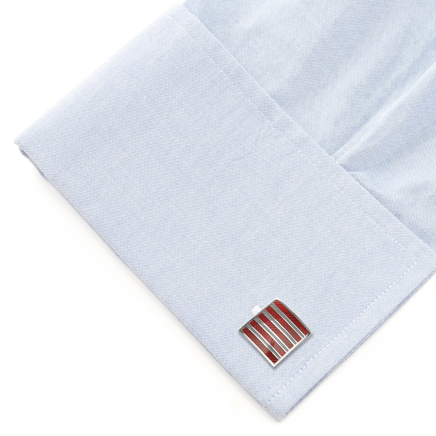 Red and Gray Striped Square Cufflinks by Cufflinks.com
