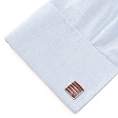 Red and Gray Striped Square Cufflinks by Cufflinks.com