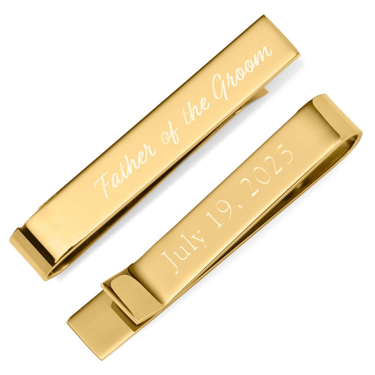 Wedding Title Engravable Gold Tie Bar by Cufflinks.com