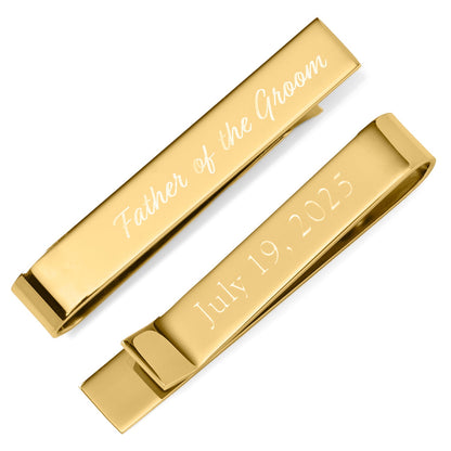 Wedding Title Engravable Gold Tie Bar by Cufflinks.com