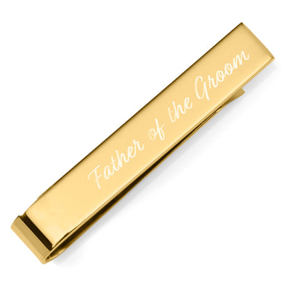 Wedding Title Engravable Gold Tie Bar by Cufflinks.com