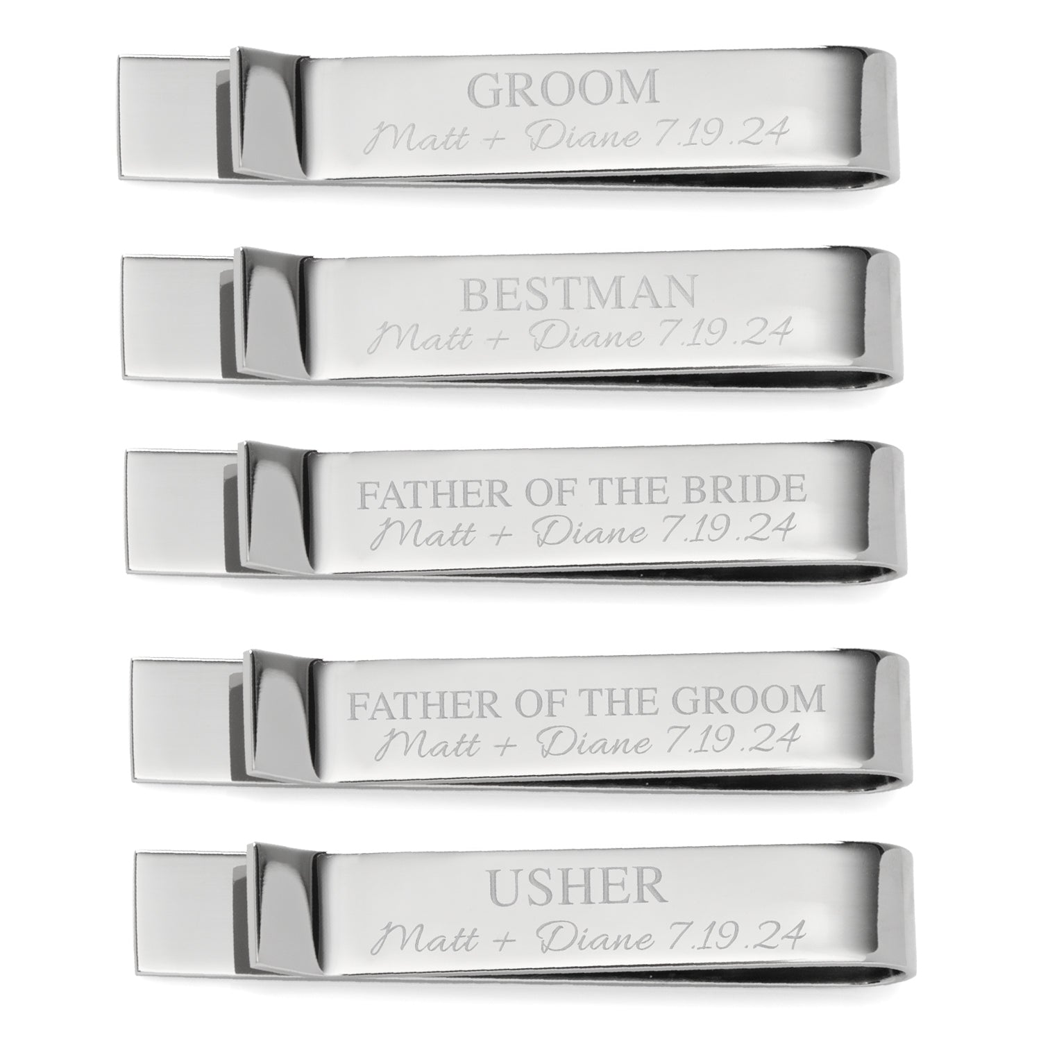 Wedding Party Engravable Tie Bar by Cufflinks.com