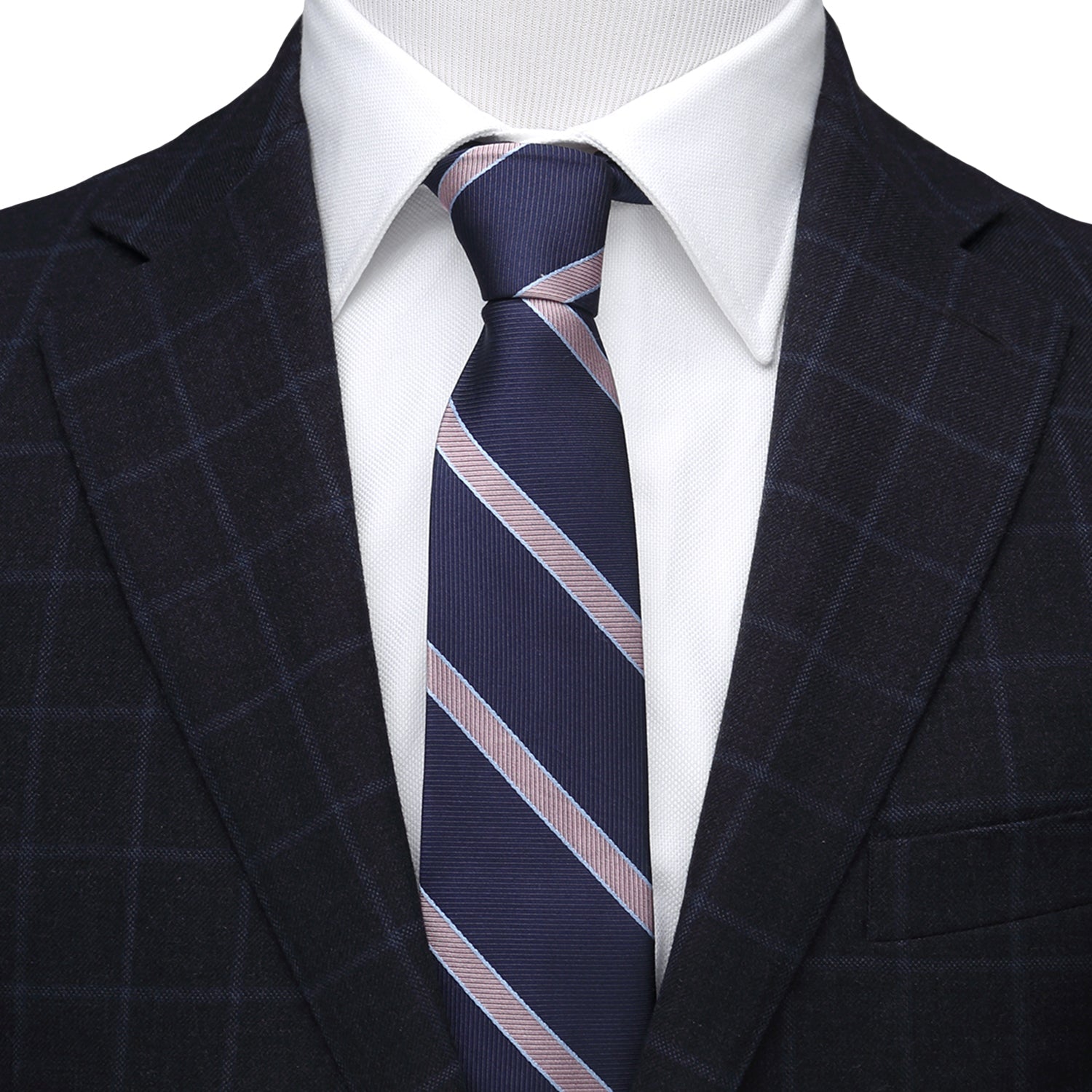 The Travis Tie (Navy Pink Stripe Men&