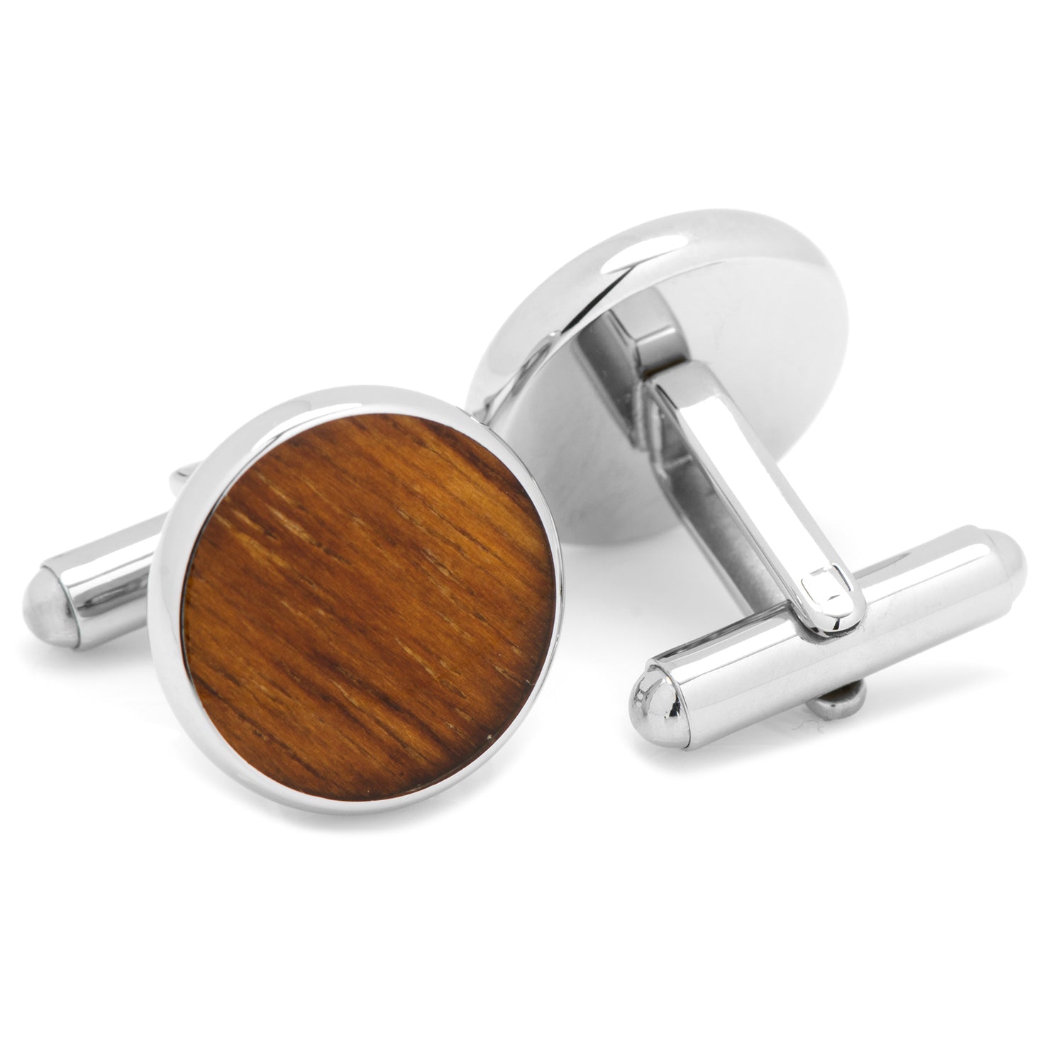 Stainless Steel Wood Cufflinks by Cufflinks.com
