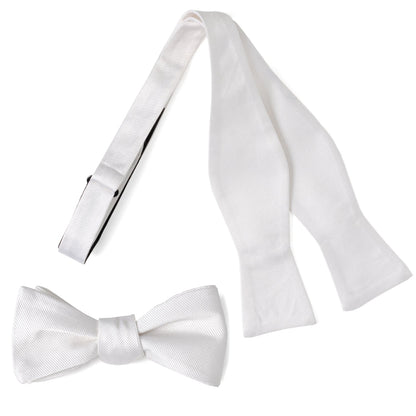 White Silk Self Bow Tie by Cufflinks.com