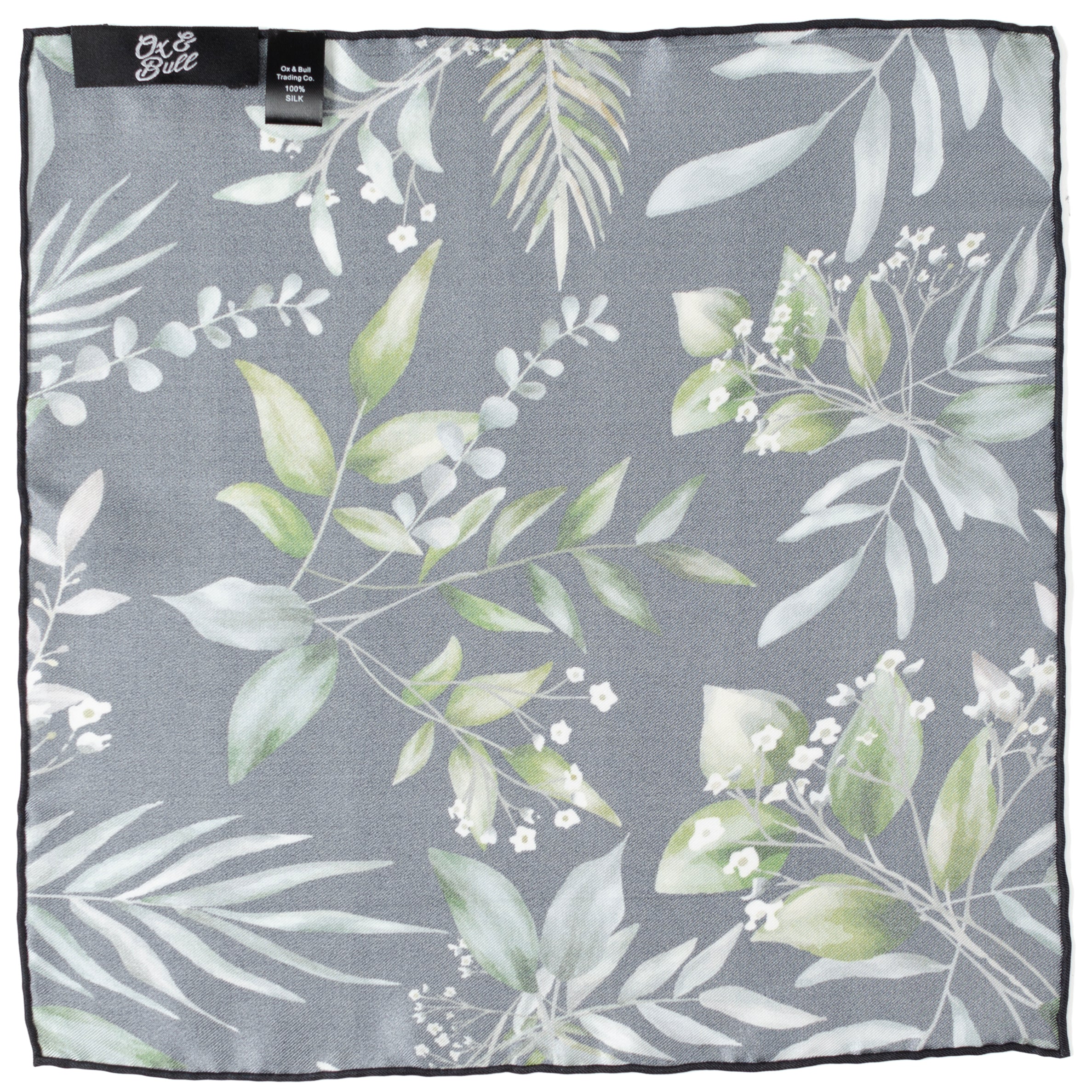 Leaf Watercolor Black Pocket Square by Cufflinks.com