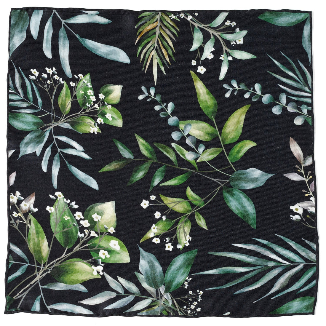 Leaf Watercolor Black Pocket Square by Cufflinks.com