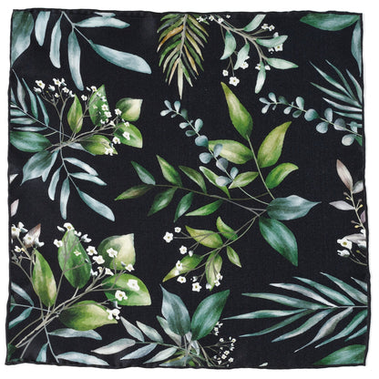 Leaf Watercolor Black Pocket Square by Cufflinks.com