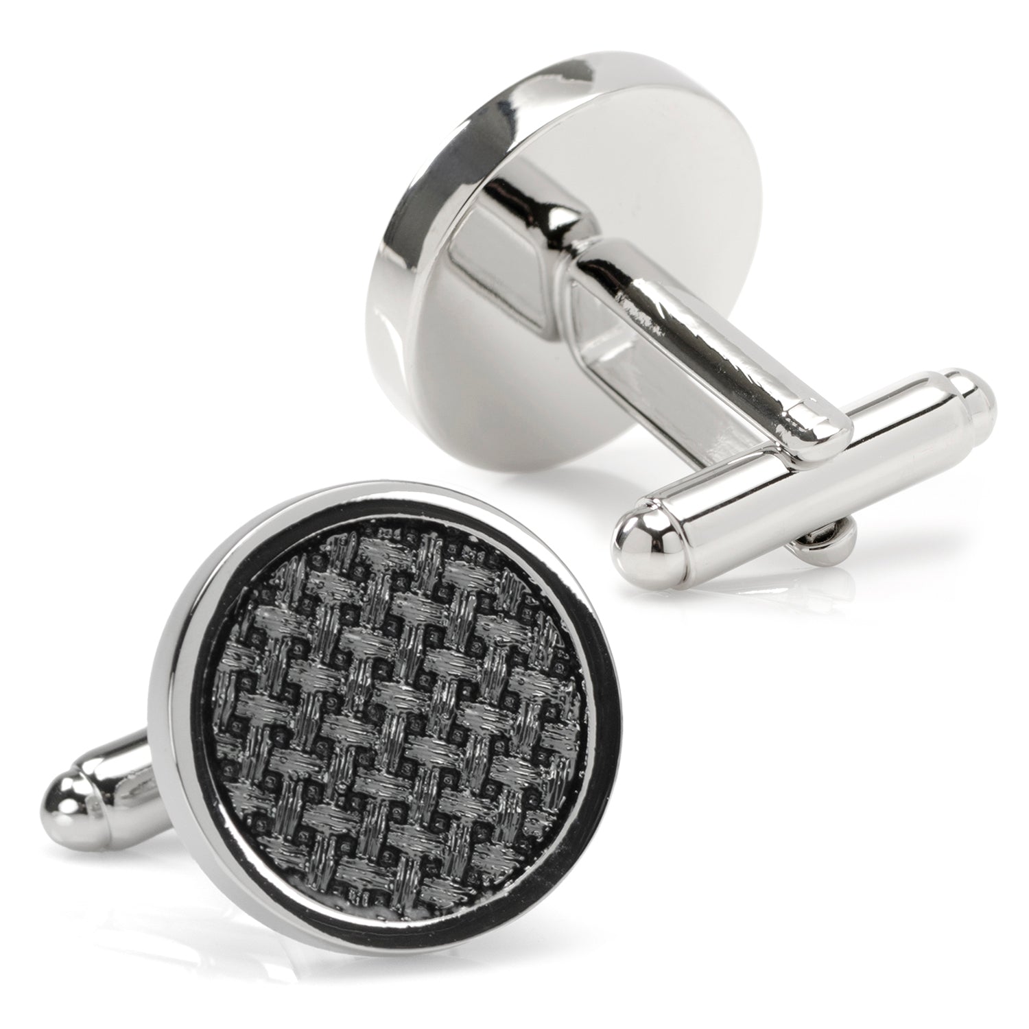 Woven Metal Black Cufflinks by Cufflinks.com