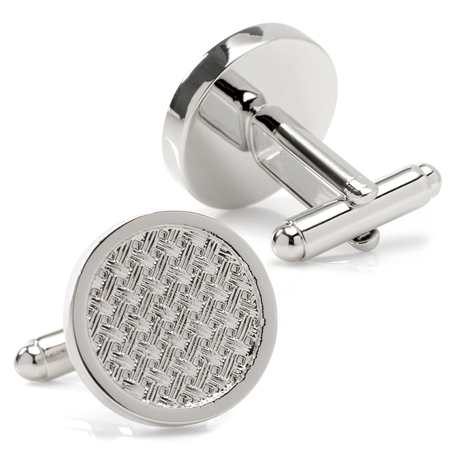 Woven Metal Silver Cufflinks by Cufflinks.com