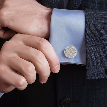 Woven Metal Silver Cufflinks by Cufflinks.com