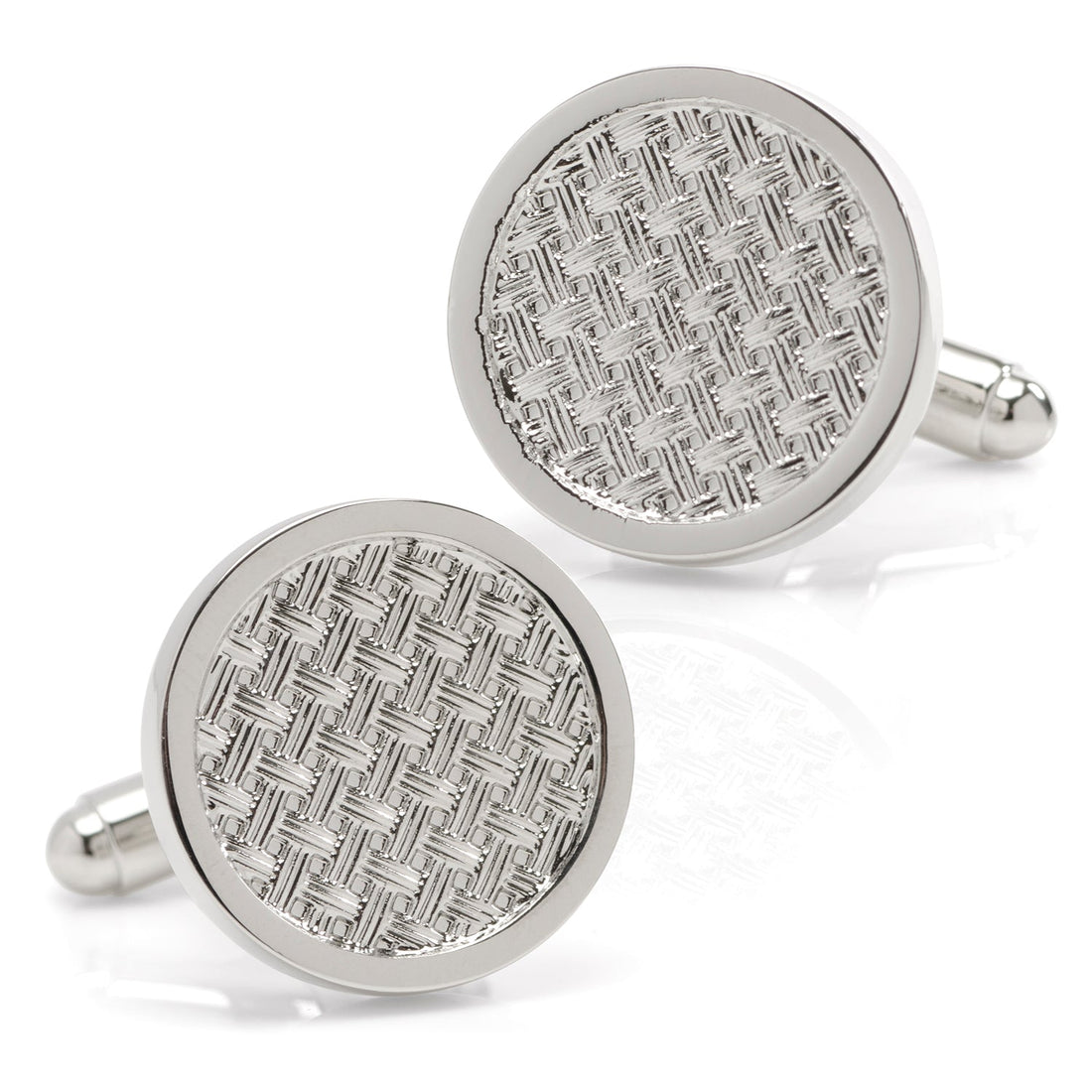 Woven Metal Silver Cufflinks by Cufflinks.com