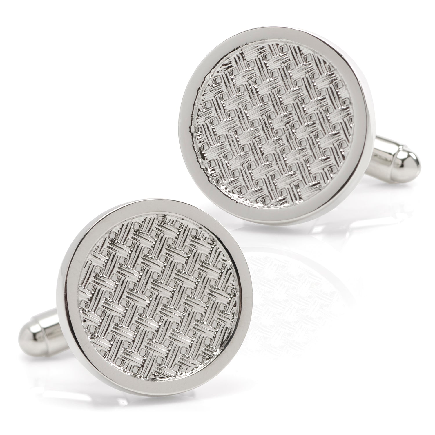 Woven Metal Silver Cufflinks by Cufflinks.com