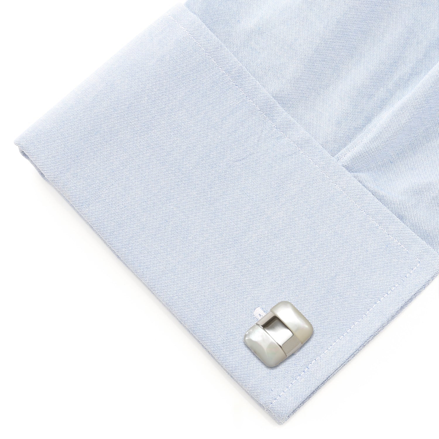 Silver Wrapped White Mother of Pearl Cufflinks by Cufflinks.com