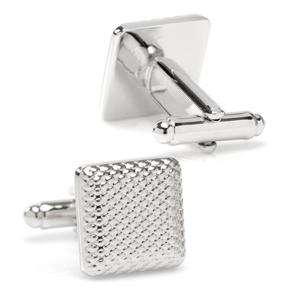 Silver Textured Square Cufflinks by Cufflinks.com
