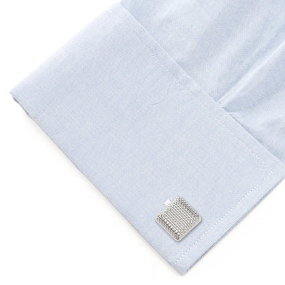 Silver Textured Square Cufflinks by Cufflinks.com
