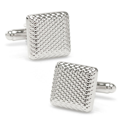 Silver Textured Square Cufflinks by Cufflinks.com