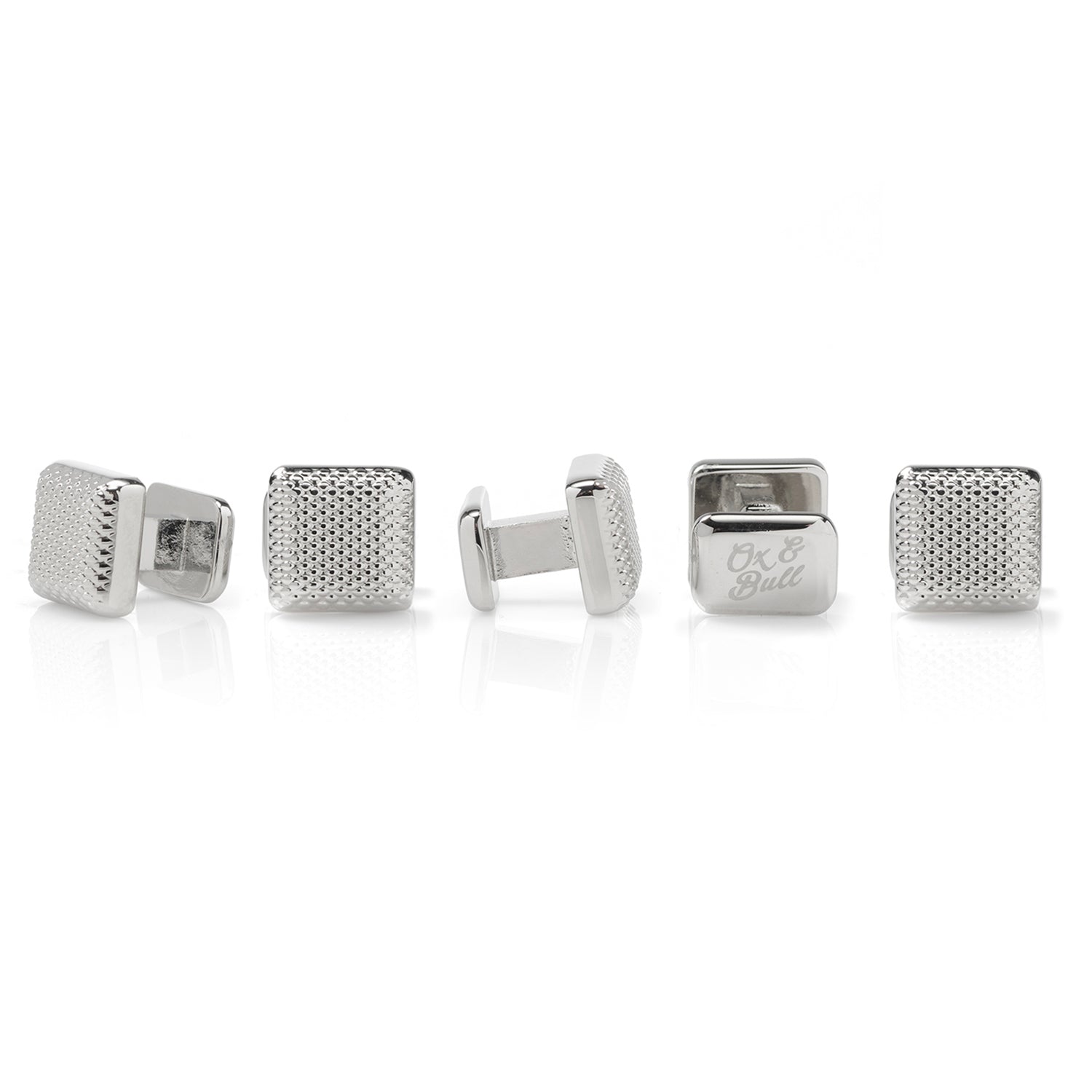 Silver Textured Square Studs by Cufflinks.com