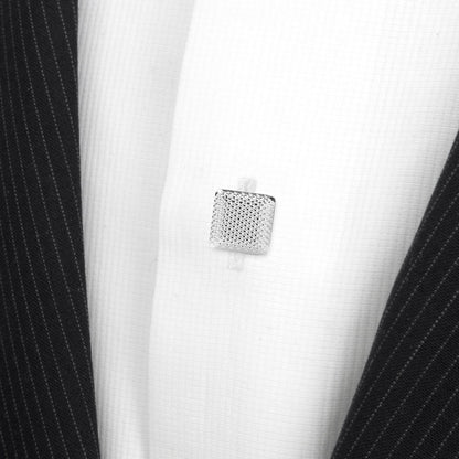 Silver Textured Square Studs by Cufflinks.com