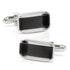 Silver Rectangular Cufflink with Dark Gray Cats Eye by Cufflinks.com