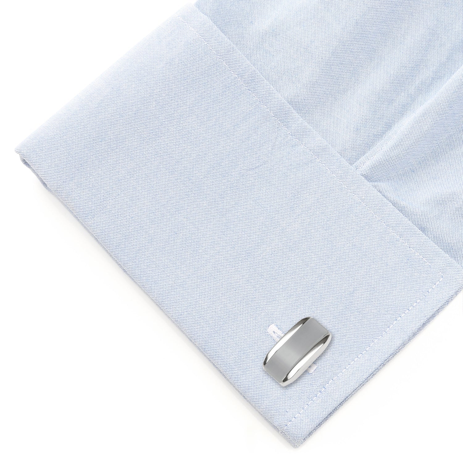 Silver Rectangular Cufflink with Gray Cats Eye by Cufflinks.com