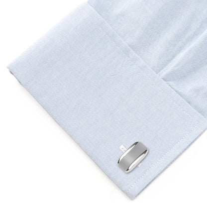 Silver Rectangular Cufflink with Gray Cats Eye by Cufflinks.com